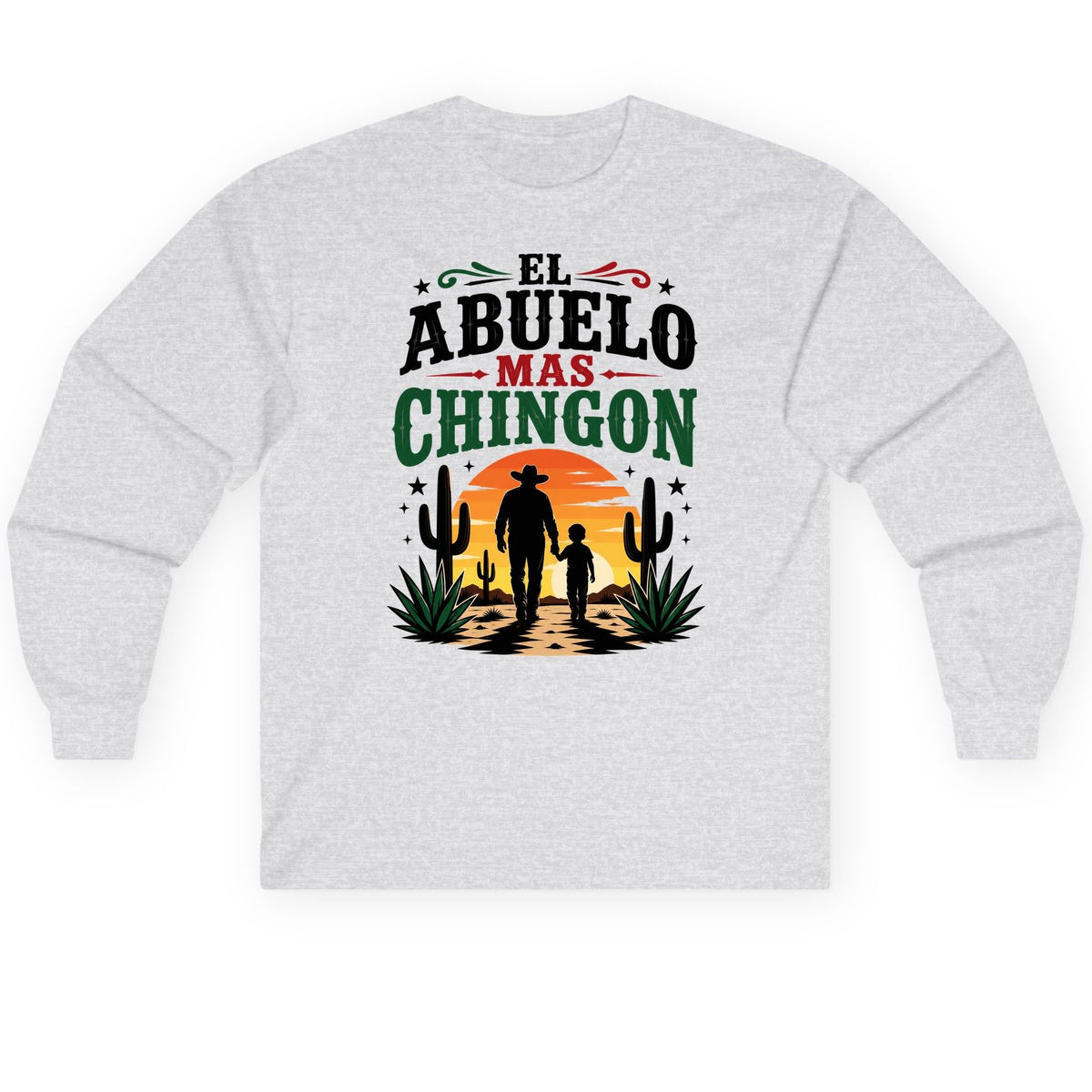 El Abuelo Mas Chingon grandfather and grandson Long Sleeve Tee Ash product mockup