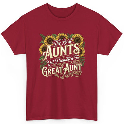The Best AUNTS Get Promoted to GREAT AUNT Retro T-Shirt - product mockup - Cardinal Red