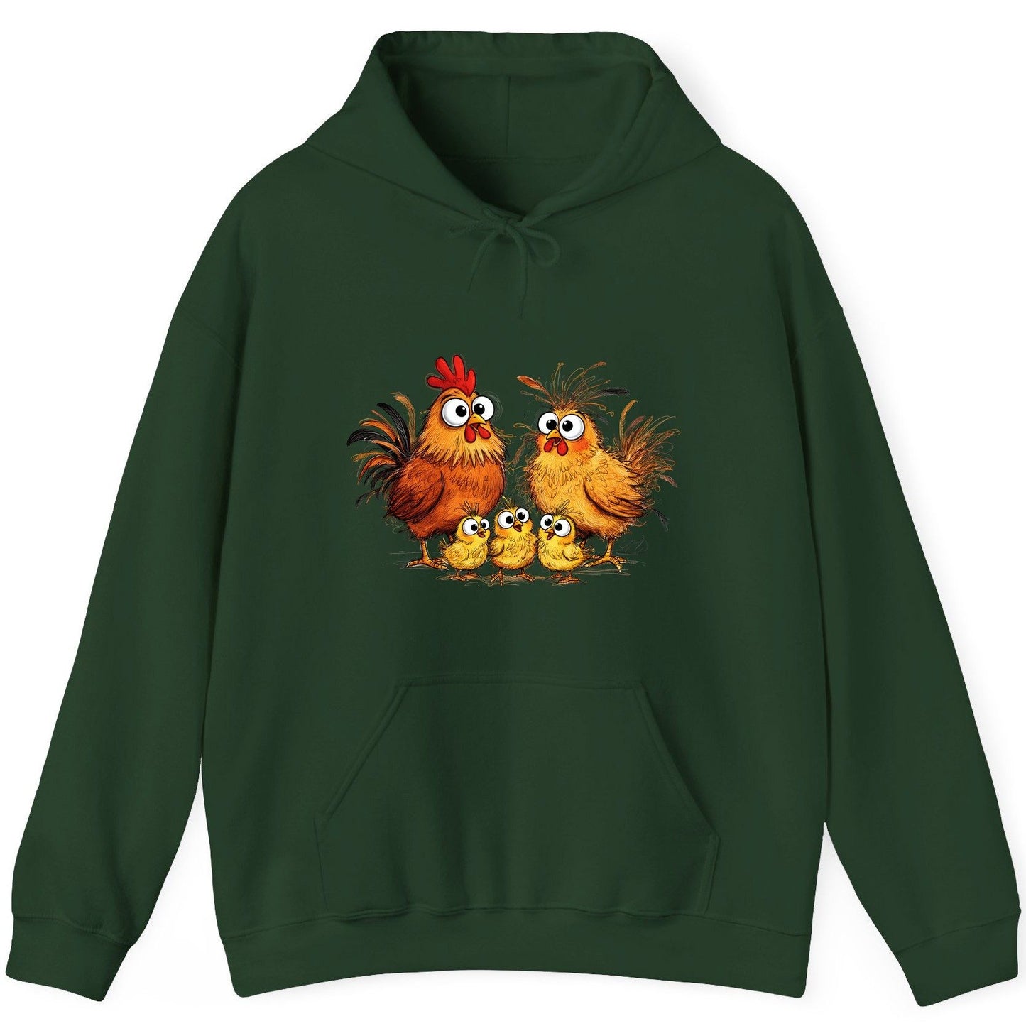 Funny Chicken Family chicken family Hoodie Forest Green product mockup