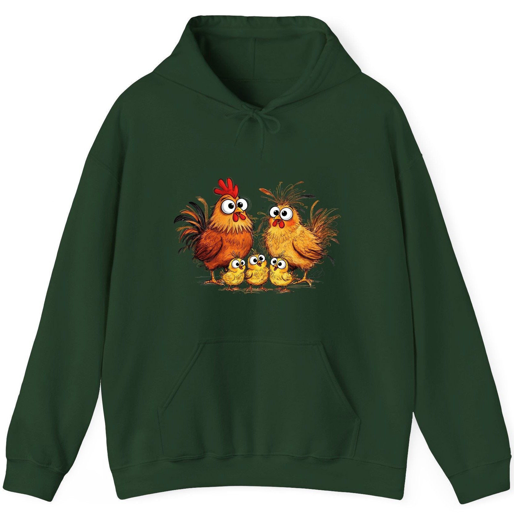 Funny Chicken Family chicken family Hoodie Forest Green product mockup