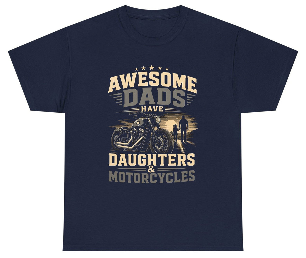 Awesome Dads Have Daughters & Motorcycles biker dad Youth T-Shirt Navy product mockup