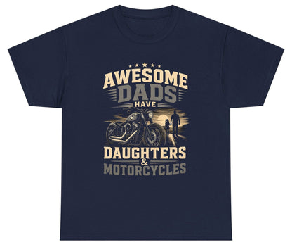 Awesome Dads Have Daughters & Motorcycles biker dad Youth T-Shirt Navy product mockup