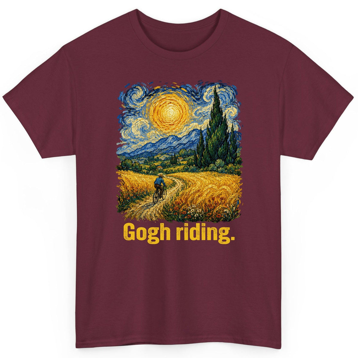 Gogh Riding art parody T-Shirt Maroon product mockup
