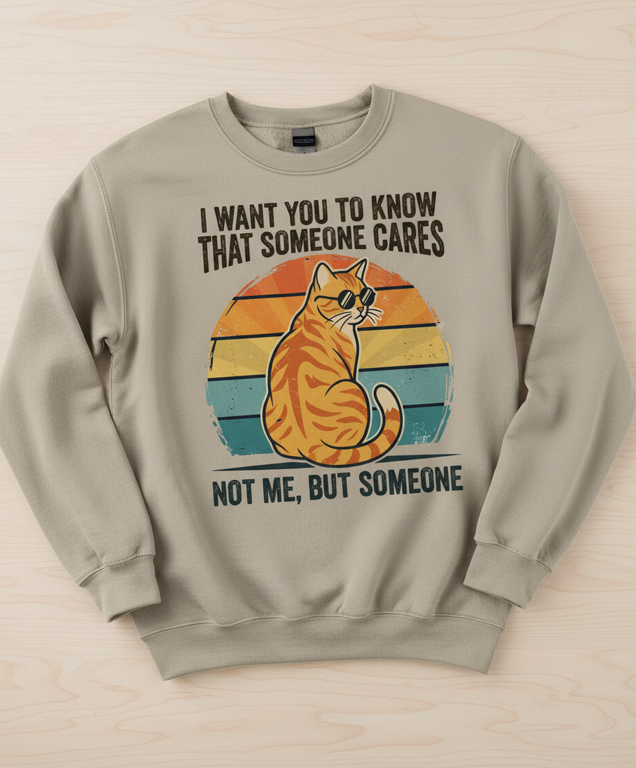 Sarcastic Cat I Want You To Know Someone Cares, Not Me Sweatshirt - Sand