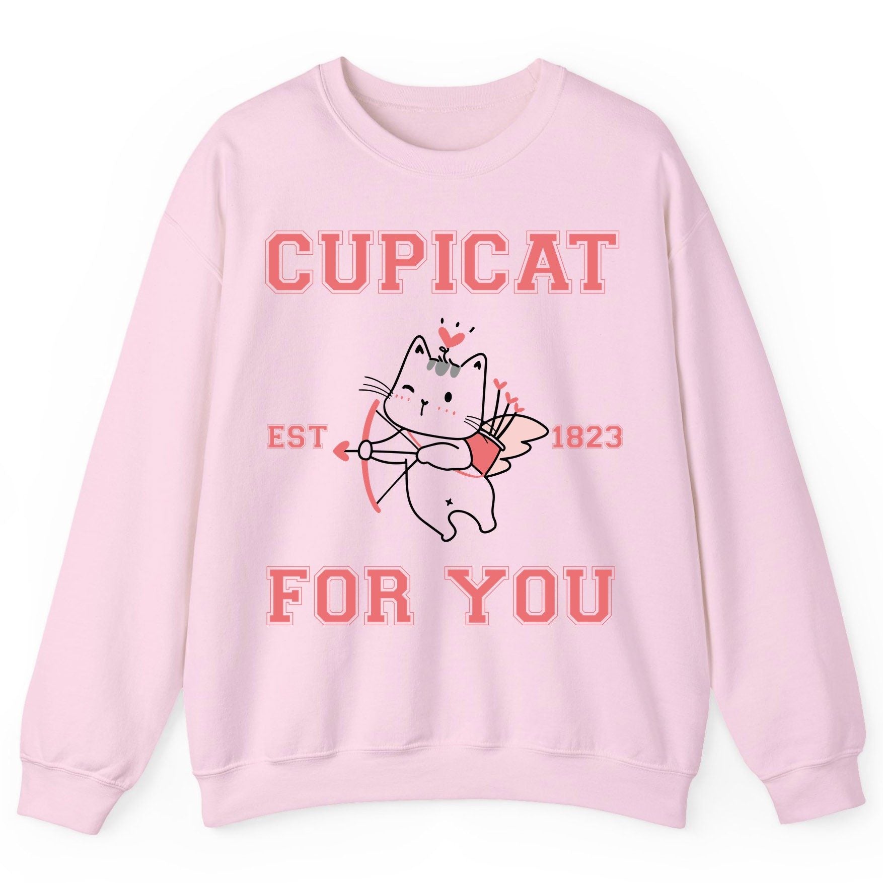 Cupicat Est 1823 for You cupid cat Sweatshirt Light Pink product mockup