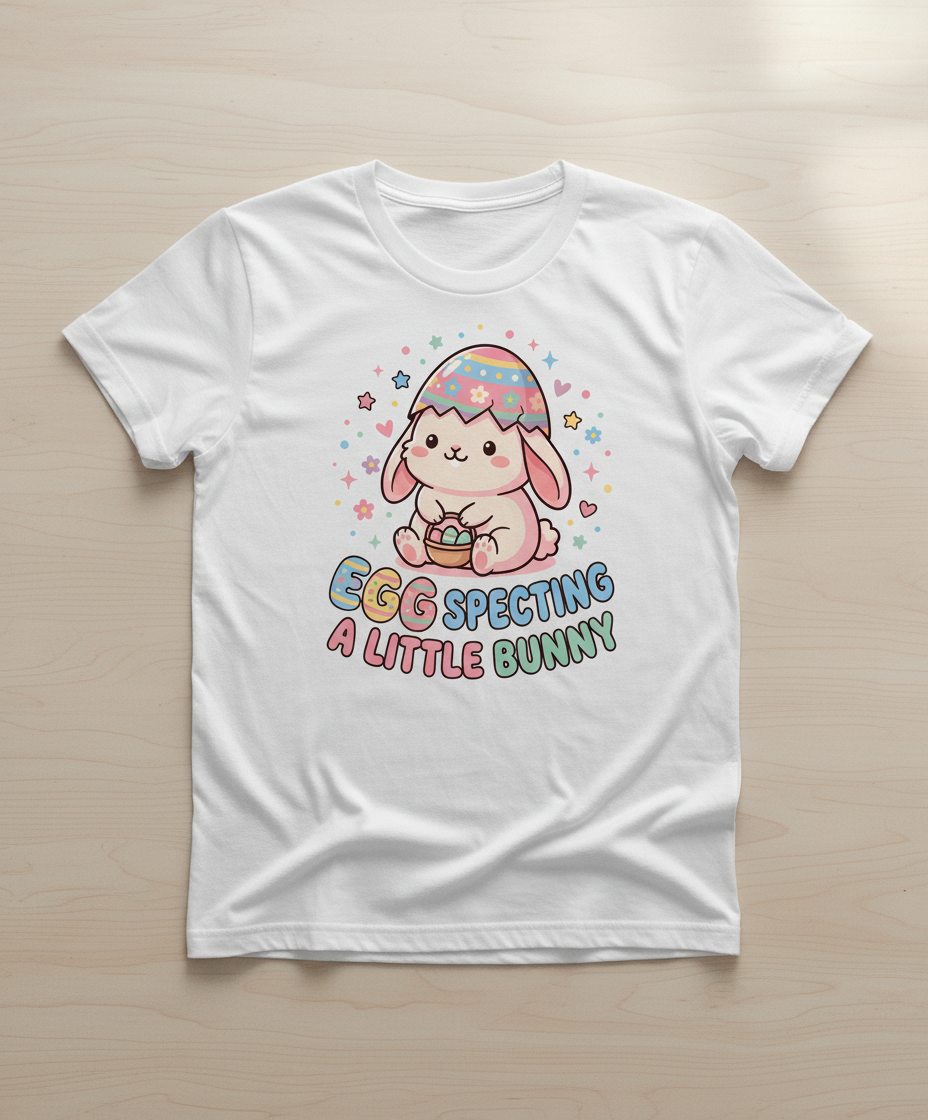 Egg Specting A Little Bunny Cute Easter Pregnancy Announcement T-Shirt - White