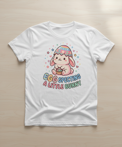Egg Specting A Little Bunny Cute Easter Pregnancy Announcement T-Shirt - White