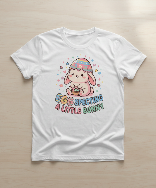 Egg Specting A Little Bunny Cute Easter Pregnancy Announcement T-Shirt - White