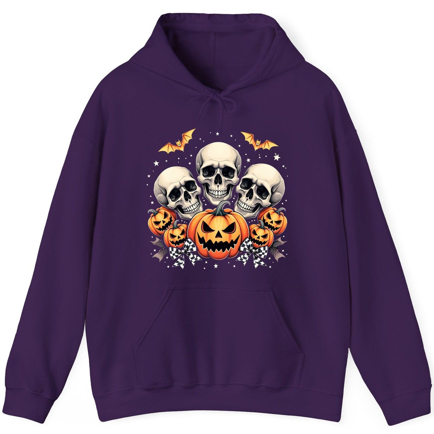 Skulls and Pumpkins Halloween Halloween Hoodie Purple product mockup
