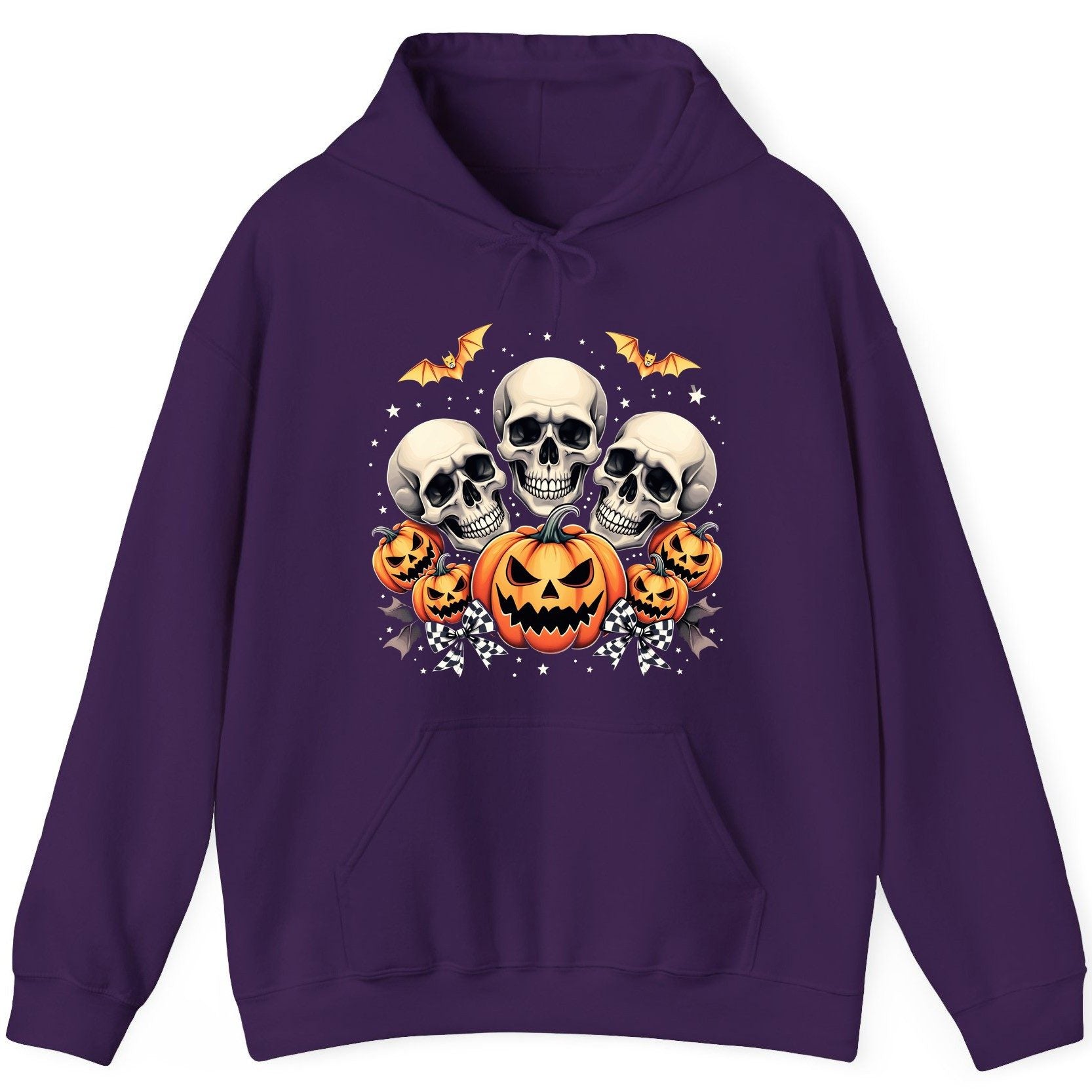 Skulls and Pumpkins Halloween Halloween Hoodie Purple product mockup