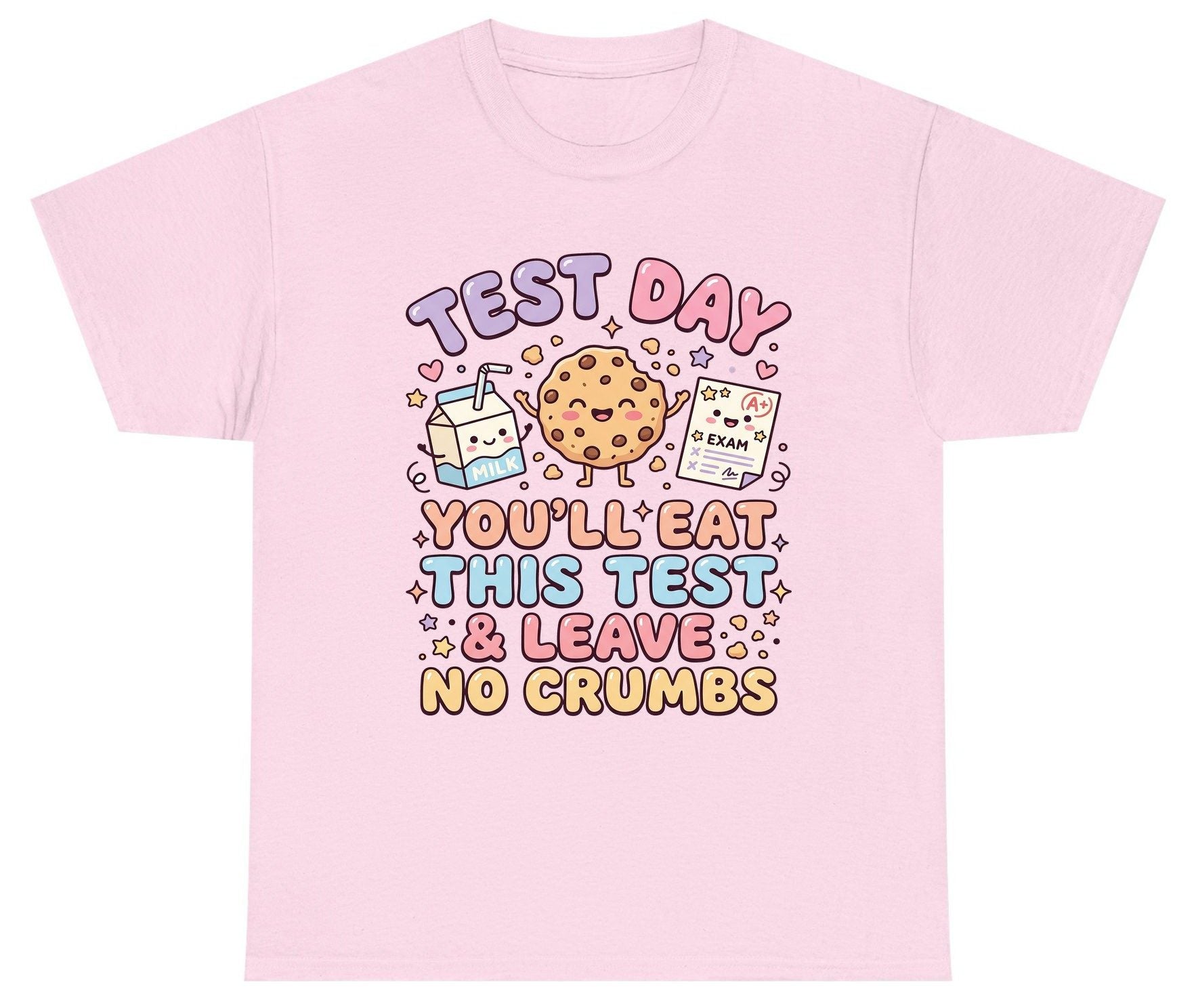 Test Day You'll Eat This Test & Leave No Crumbs Youth T-Shirt - product mockup - Light Pink