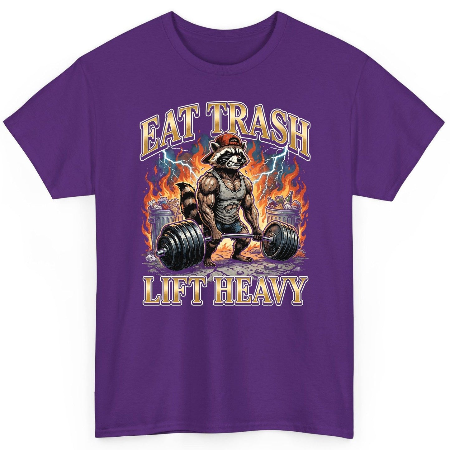 Eat Trash Lift Heavy raccoon T-Shirt Purple product mockup