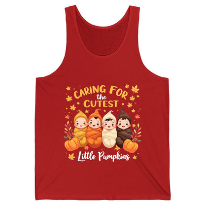 Caring for the Cutest Little Pumpkins swaddled babies Tank Top Red product mockup