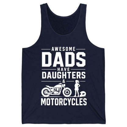 Awesome Dads Have Daughters & Motorcycles motorcycle dad Tank Top Navy product mockup