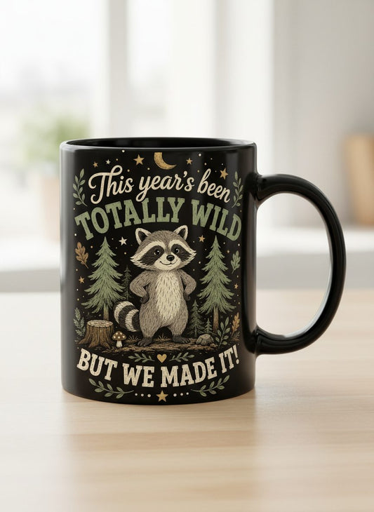 Totally Wild Raccoon Funny Animal Lovers Black Mug - product mockup - Black