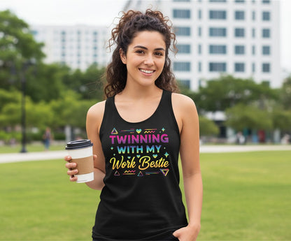 Twinning with My Work Bestie work bestie Tank Top Black lifestyle mockup