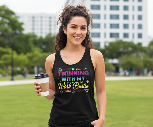 Twinning with My Work Bestie work bestie Tank Top Black lifestyle mockup