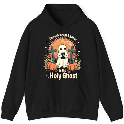 The Only Ghost I Know Is the Holy Ghost christian Halloween Hoodie Black product mockup
