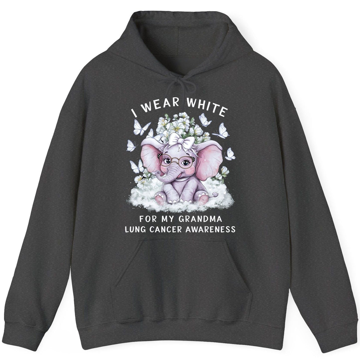 I Wear White for My Grandma Lung Cancer Awareness lung cancer awareness Hoodie Dark Heather product mockup