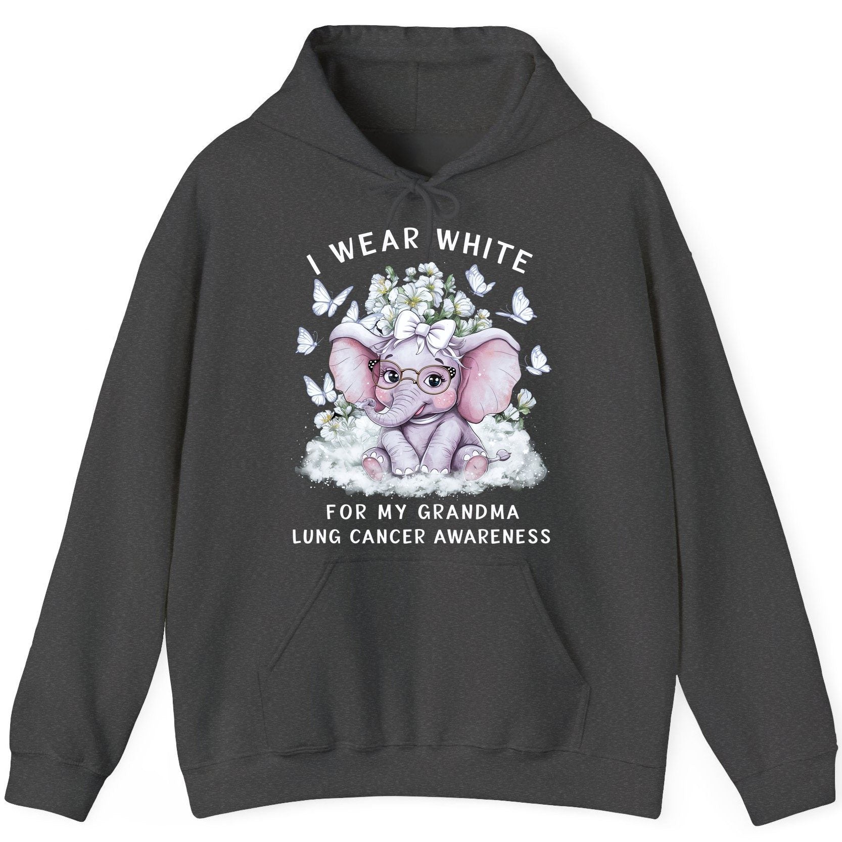 I Wear White for My Grandma Lung Cancer Awareness lung cancer awareness Hoodie Dark Heather product mockup