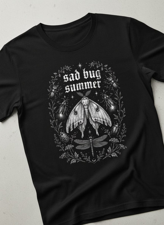 Sad Bug Summer Vintage Insects T-Shirt - product mockup - Black