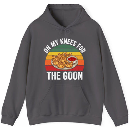 On My Knees for the Goon crab rangoon Hoodie Charcoal product mockup