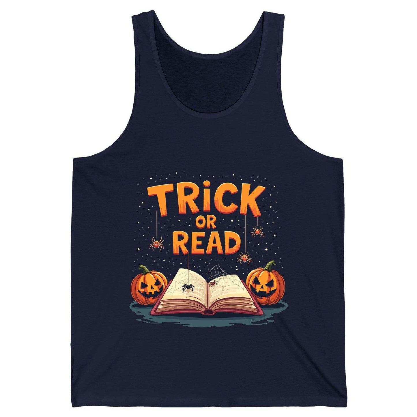 Trick or Read Halloween Tank Top Navy product mockup