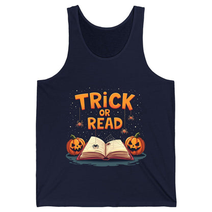 Trick or Read Halloween Tank Top Navy product mockup