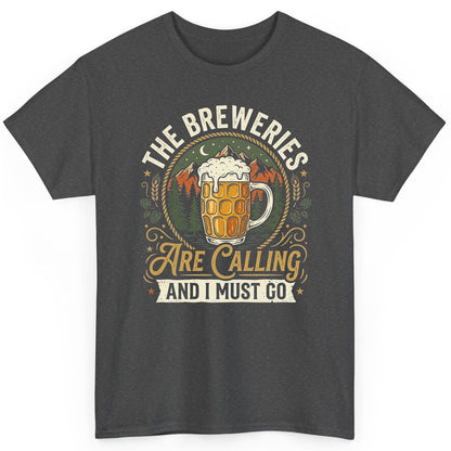 The Breweries Are Calling and I Must Go Funny Craft Beer T-Shirt - product mockup - Dark Heather
