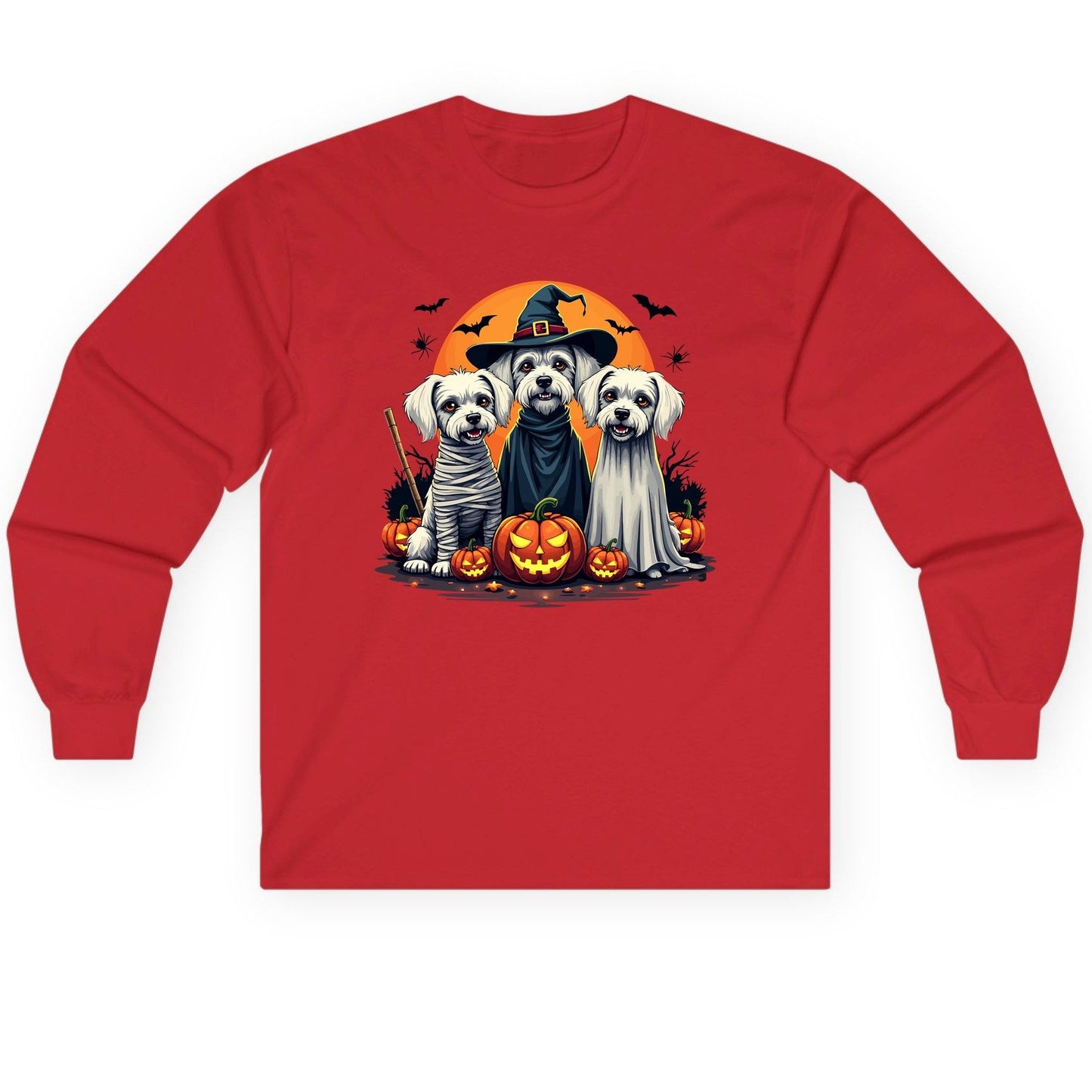 Halloween Dogs Costumes Halloween dogs Long Sleeve Tee Red product mockup