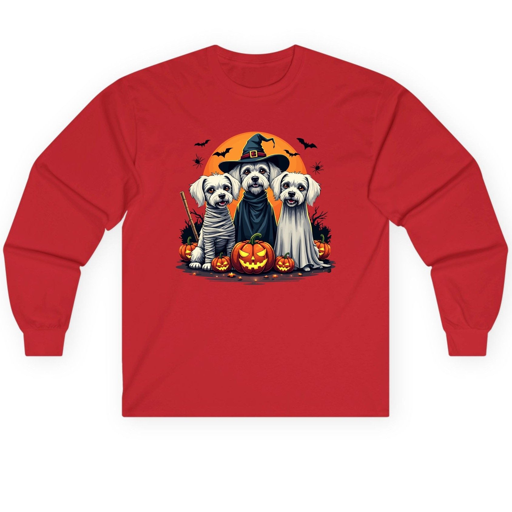 Halloween Dogs Costumes Halloween dogs Long Sleeve Tee Red product mockup
