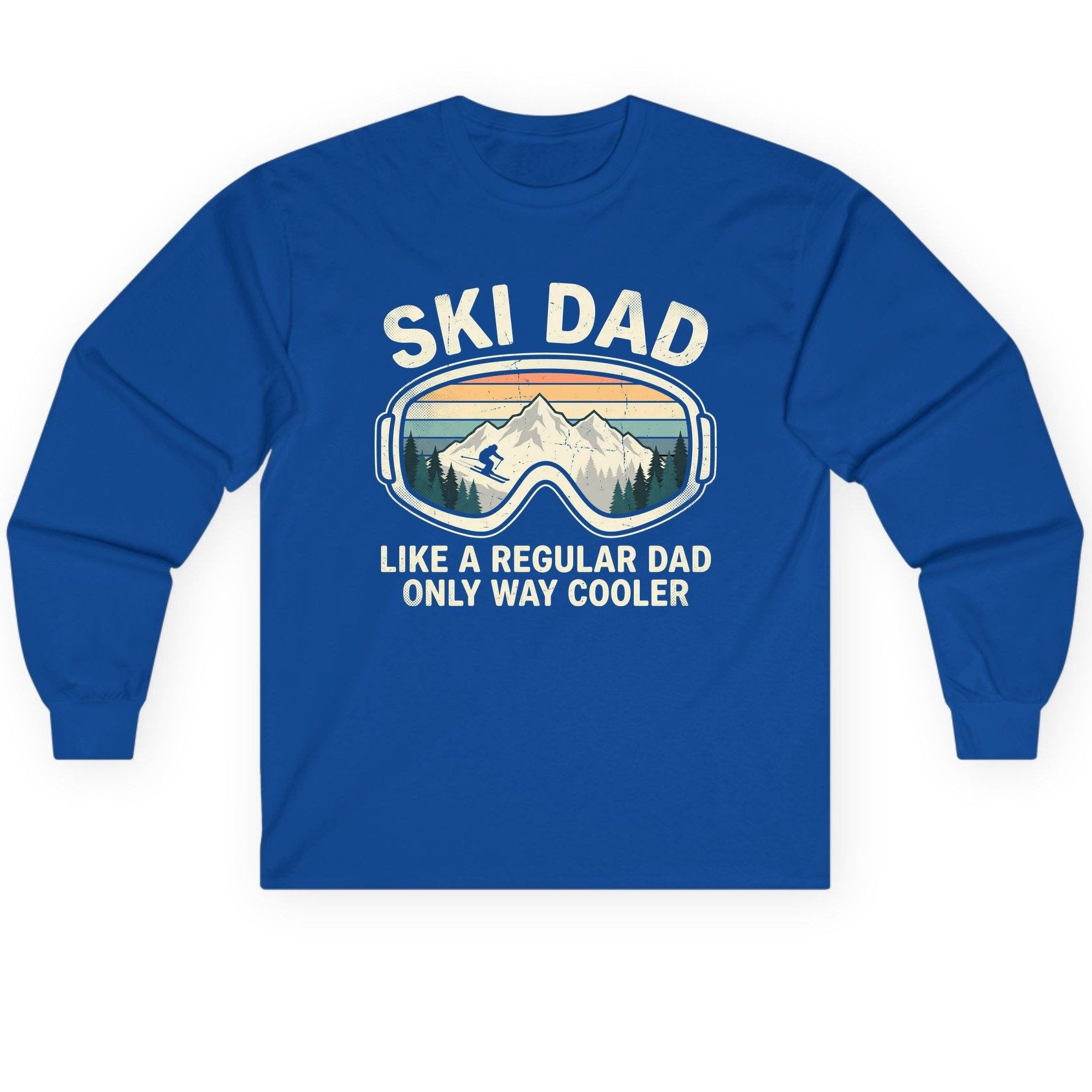 Ski Dad Like a Regular Dad Only Way Cooler skiing Long Sleeve Tee Royal product mockup