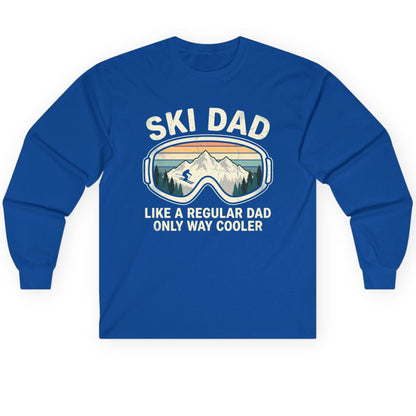 Ski Dad Like a Regular Dad Only Way Cooler skiing Long Sleeve Tee Royal product mockup