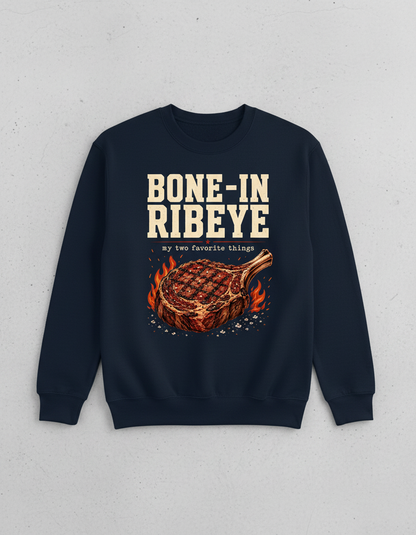 Bone-In Ribeye Steak Illustration Sweatshirt - Navy