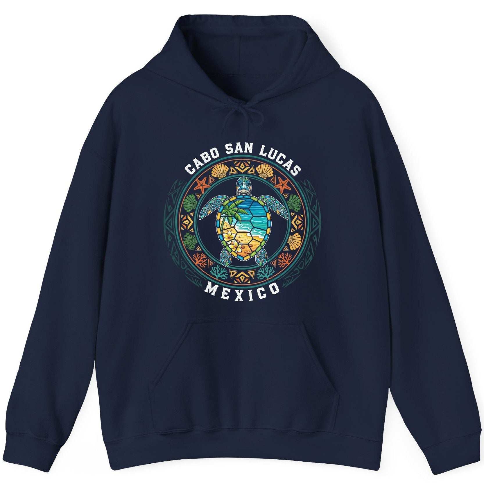 Cabo San Lucas Mexico sea turtle Hoodie Navy product mockup
