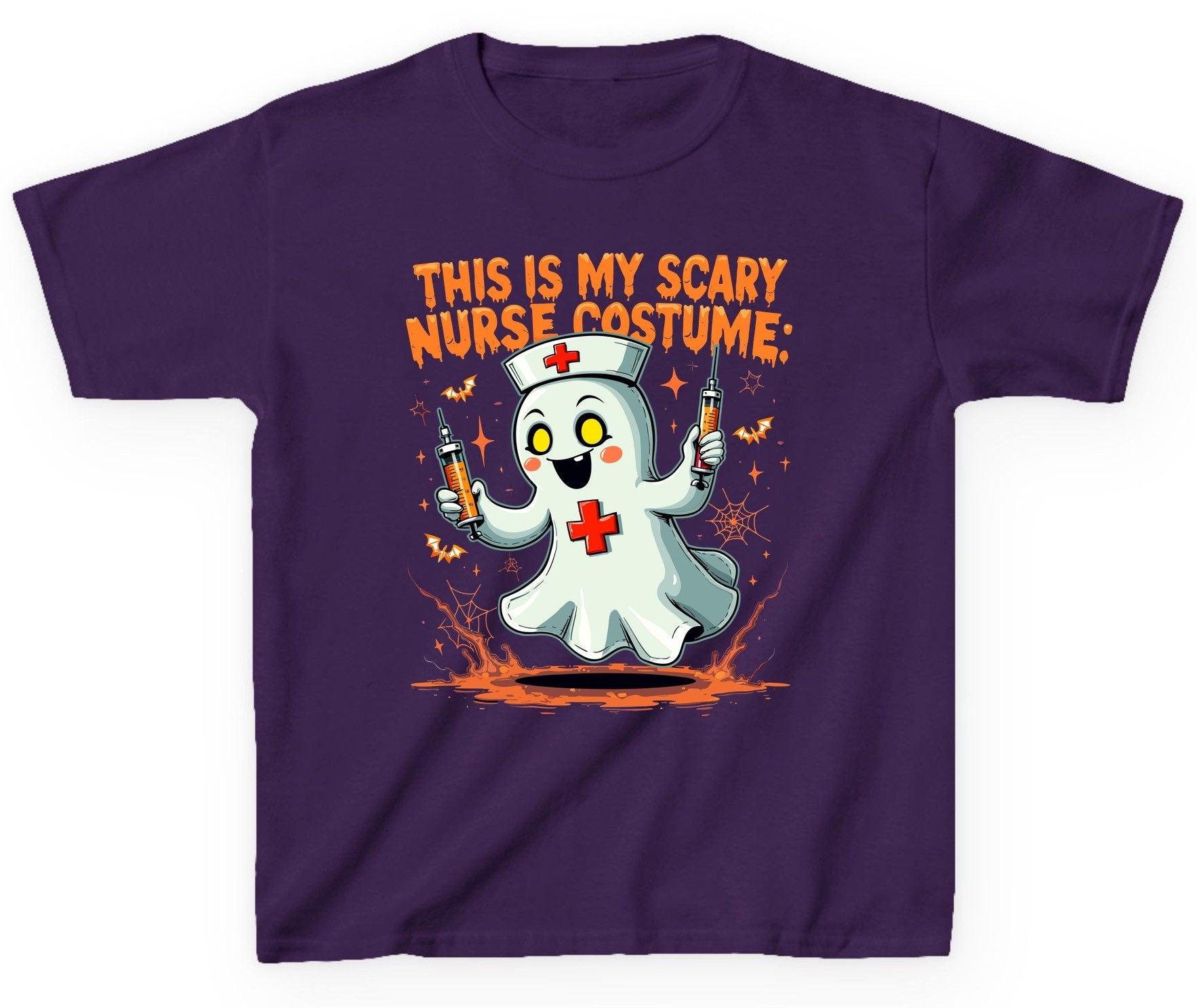 This Is My Scary Nurse Costume ghost nurse Youth T-Shirt Purple product mockup