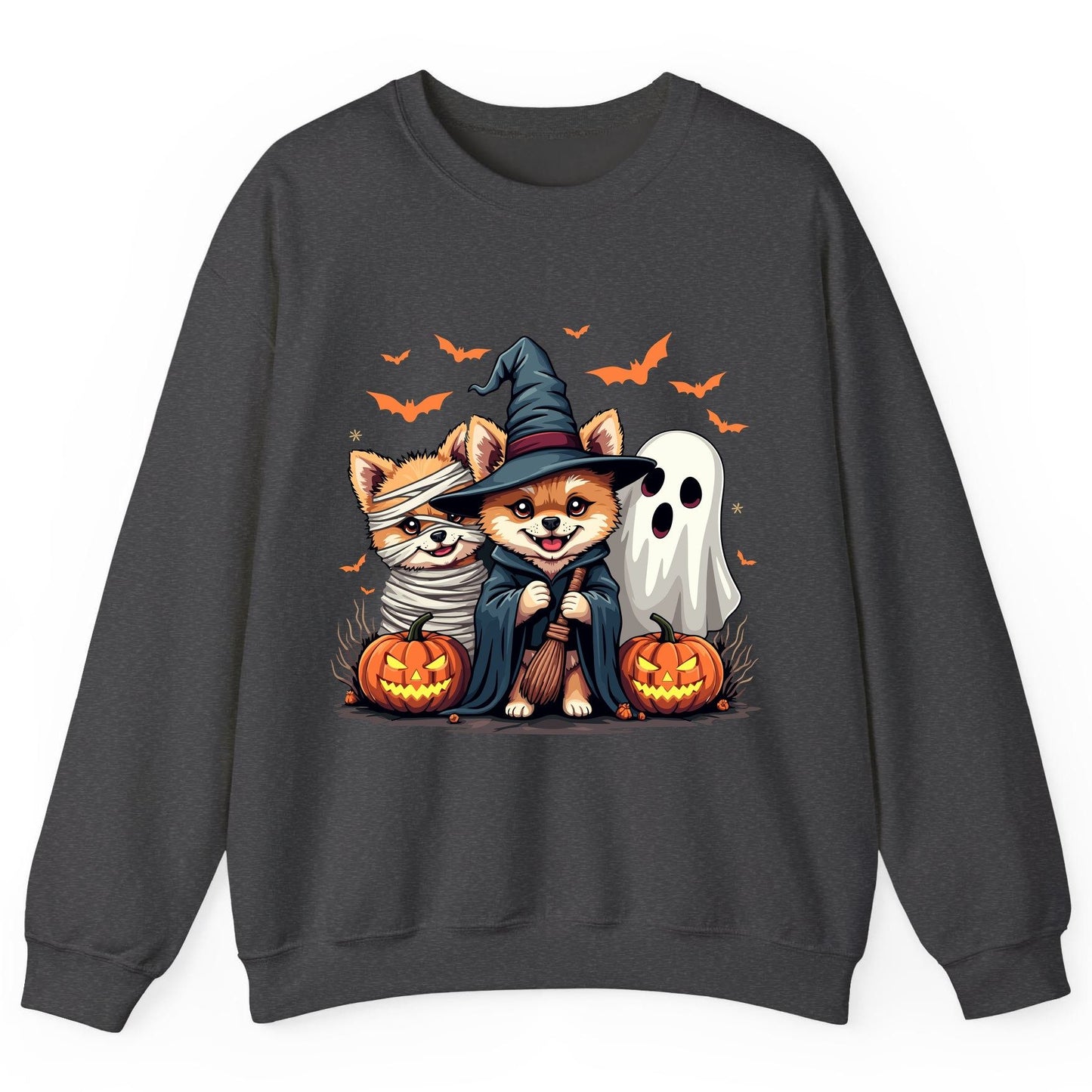 Cute Halloween Corgi Dogs Halloween corgis Sweatshirt Dark Heather product mockup