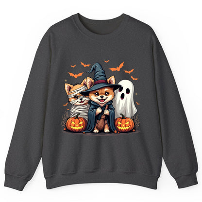 Cute Halloween Corgi Dogs Halloween corgis Sweatshirt Dark Heather product mockup