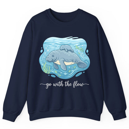 Go with the Flow Manatee Sweatshirt - product mockup - Navy