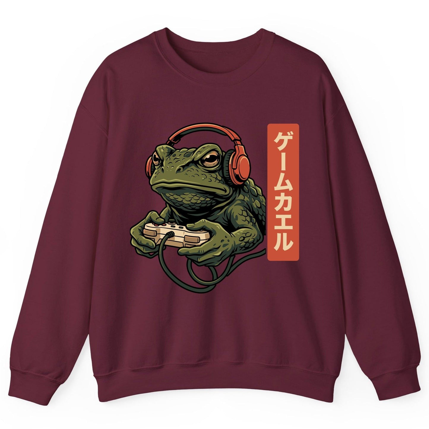 ゲームカエル gaming toad Sweatshirt Maroon product mockup
