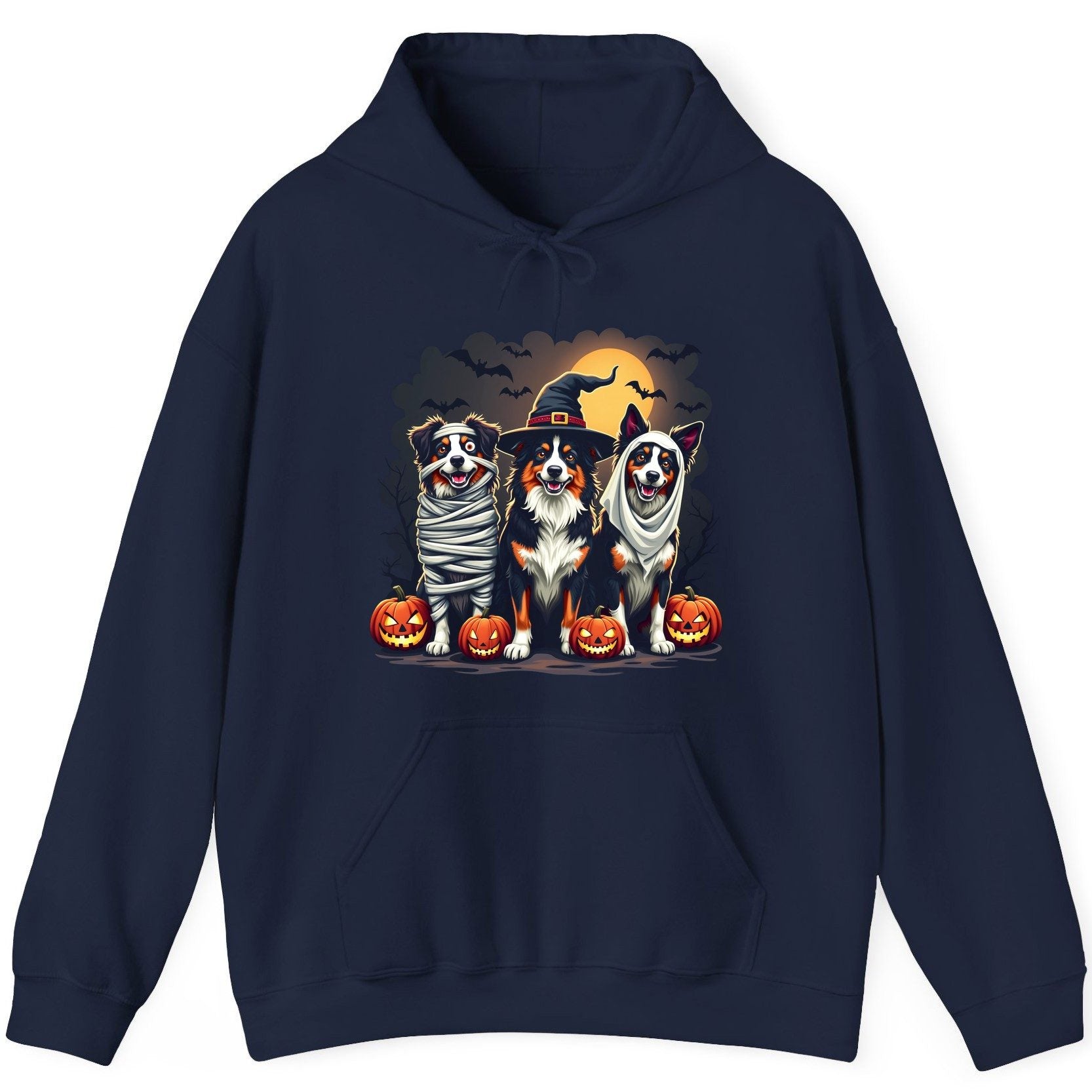 Australian Shepherd Halloween Dogs australian shepherd dogs Hoodie Navy product mockup