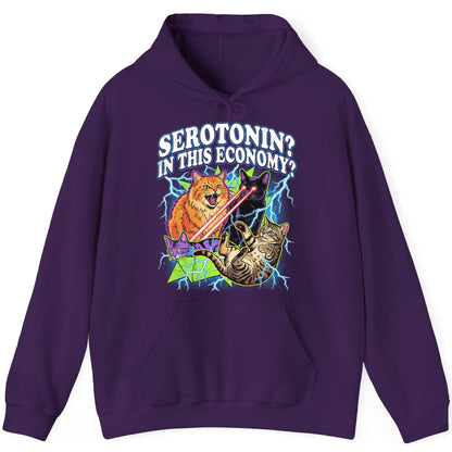 Serotonin in This Economy? cats Hoodie Purple product mockup