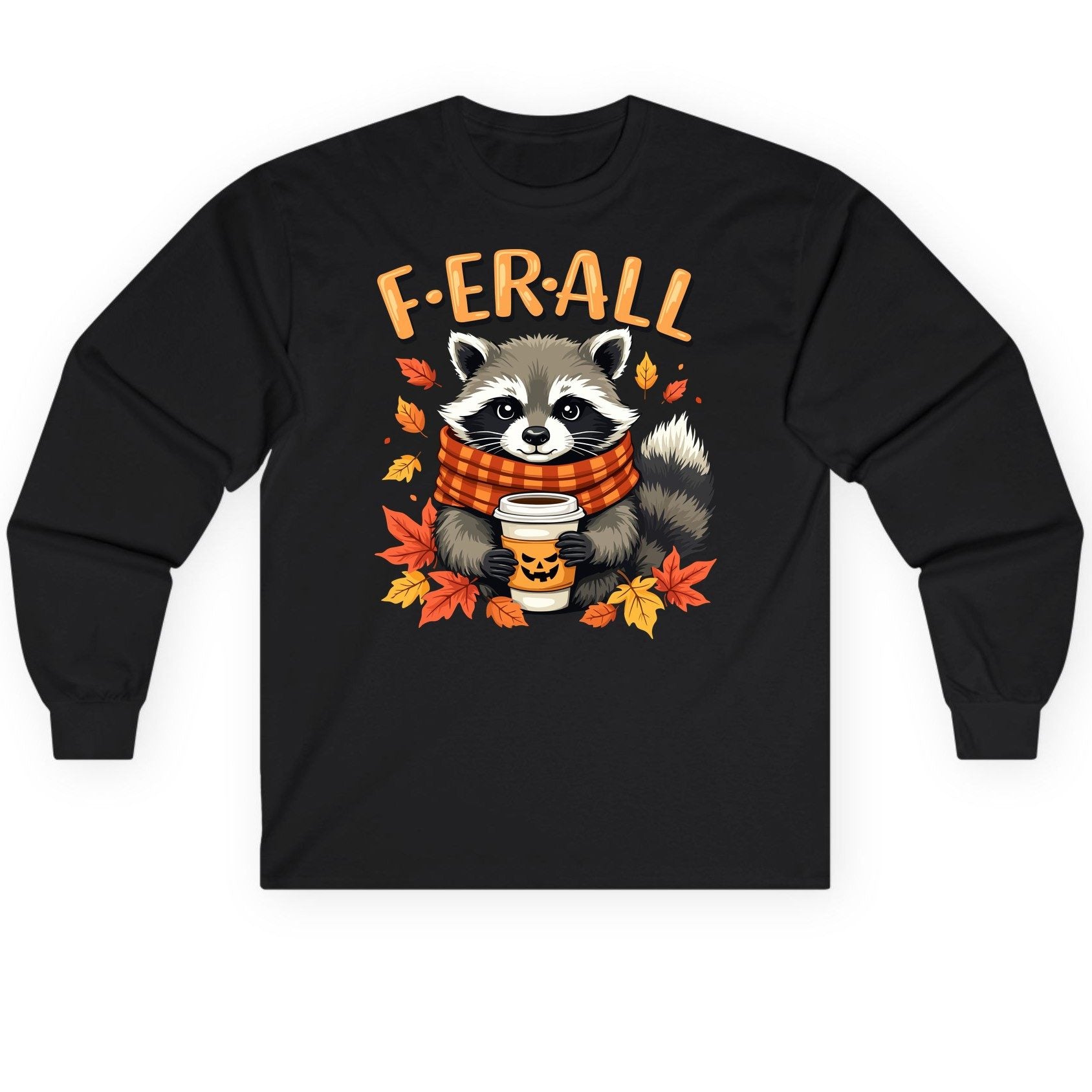 F ER All raccoon Long Sleeve Tee Black product mockup