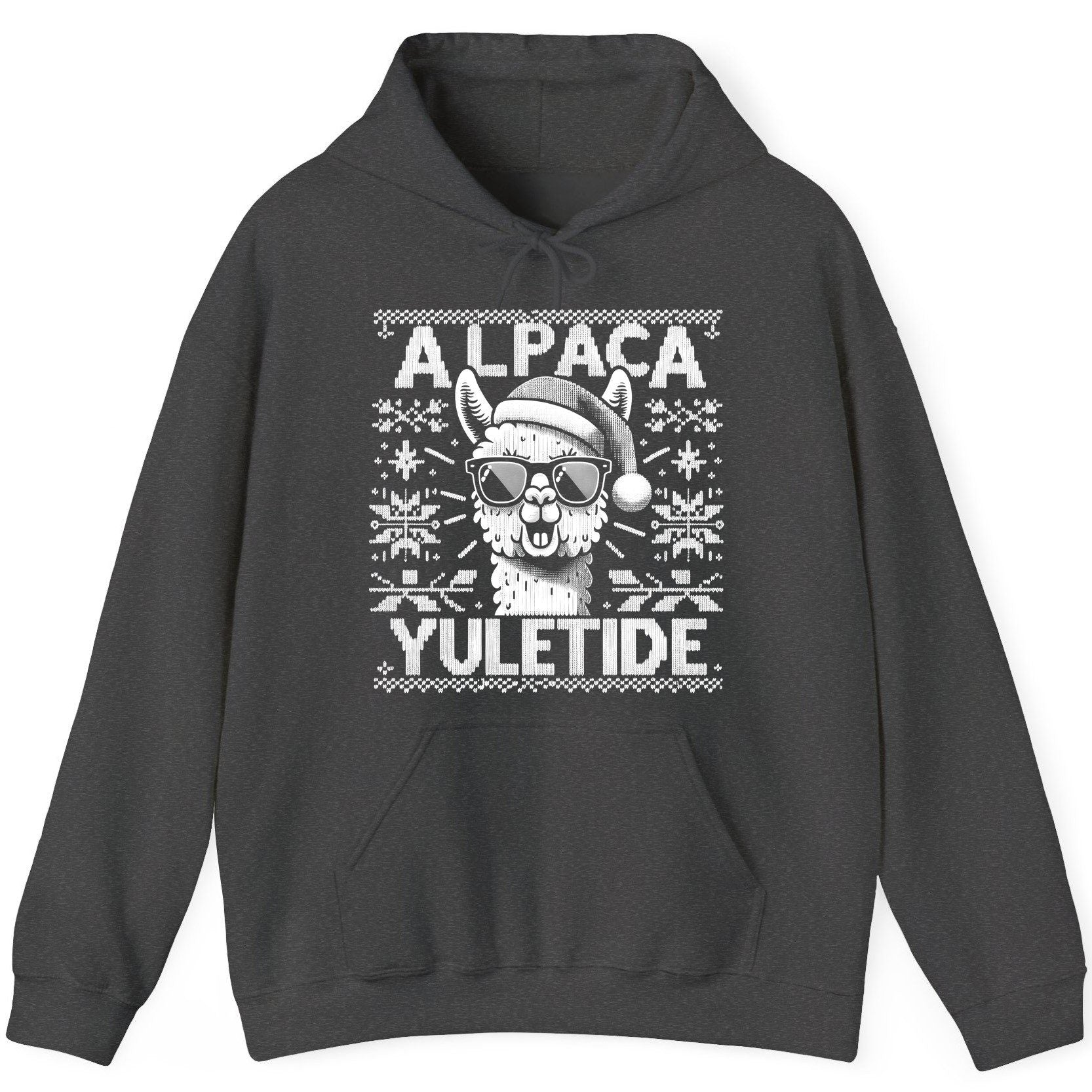 ALPACA Yuletide Funny Lovers Hoodie - product mockup - Dark Heather