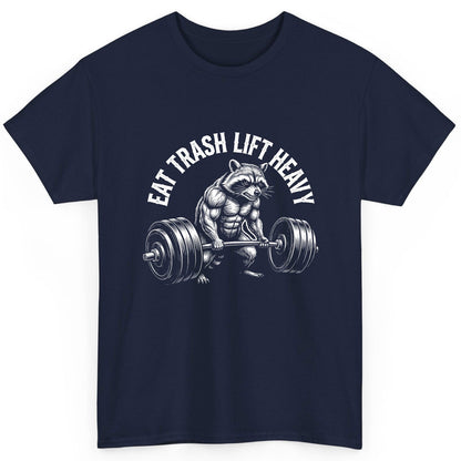 Eat Trash Lift Heavy raccoon T-Shirt Navy product mockup