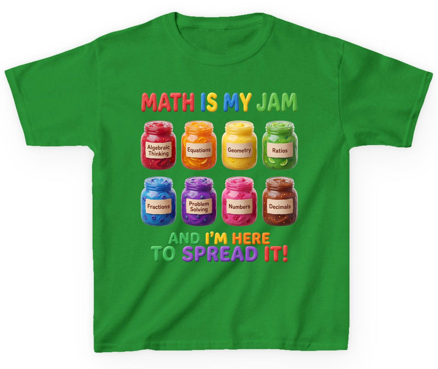 Math Is My Jam and I'm Here to Spread It! mathematics Youth T-Shirt Irish Green product mockup