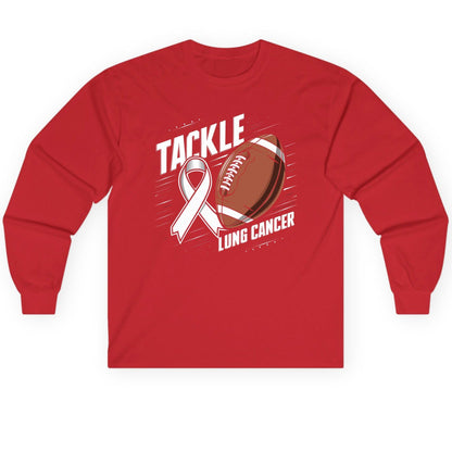 Tackle Lung Cancer lung cancer awareness Long Sleeve Tee Red product mockup