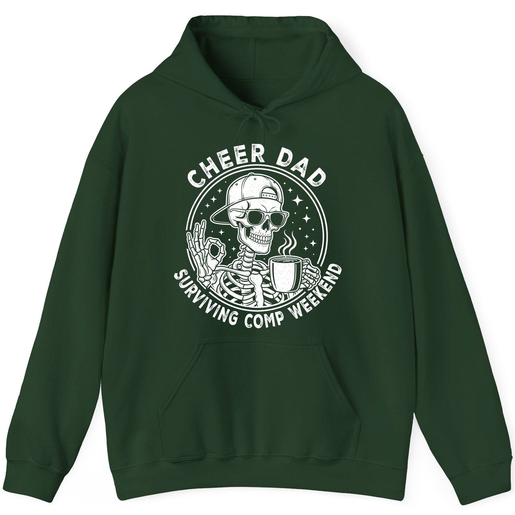 Cheer Dad Surviving Comp Weekend cheer dad Hoodie Forest Green product mockup