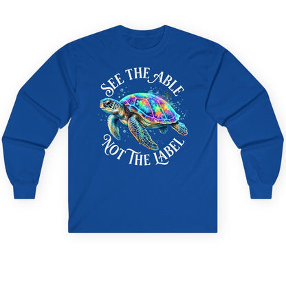 See the Able Not the Label Autism Awareness Long Sleeve Tee - product mockup - Royal