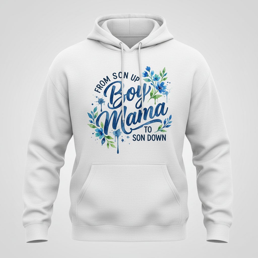 From Son Up Boy Mama to Son Down Moms Hoodie - product mockup - White